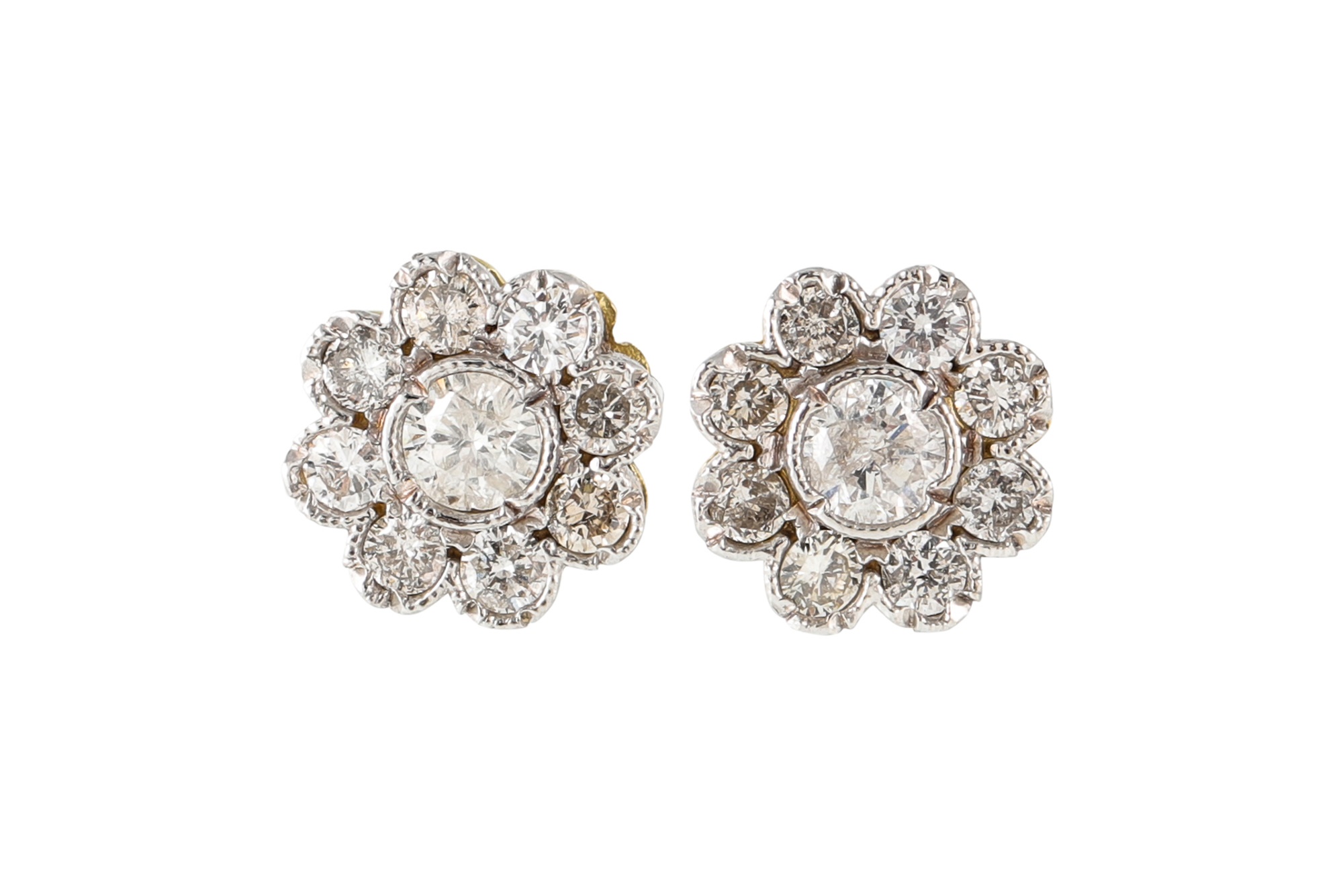 diamond daisy cluster earrings